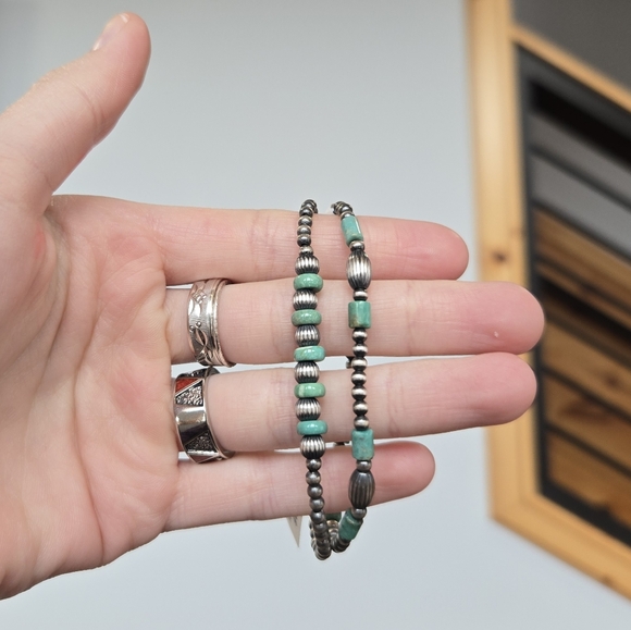 Handmade Jewelry - Turquoise Sterling Bracelet Stack